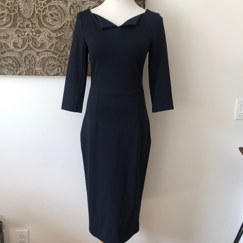 Mary Crafts navy stretch sheath dress